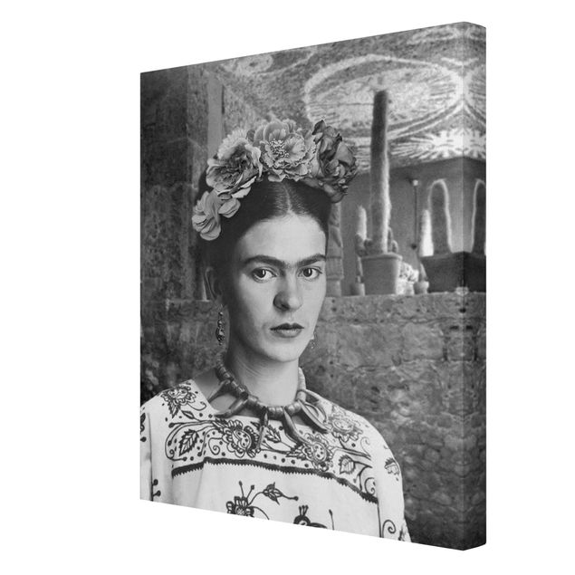 Wohndeko Portrait Frida Kahlo Foto Portrait vor Kakteen