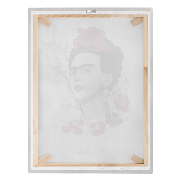 Wanddeko Illustration Frida Kahlo Portrait mit Blüten