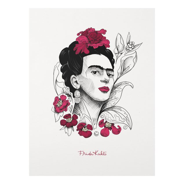 Deko Portrait Frida Kahlo Portrait mit Blüten