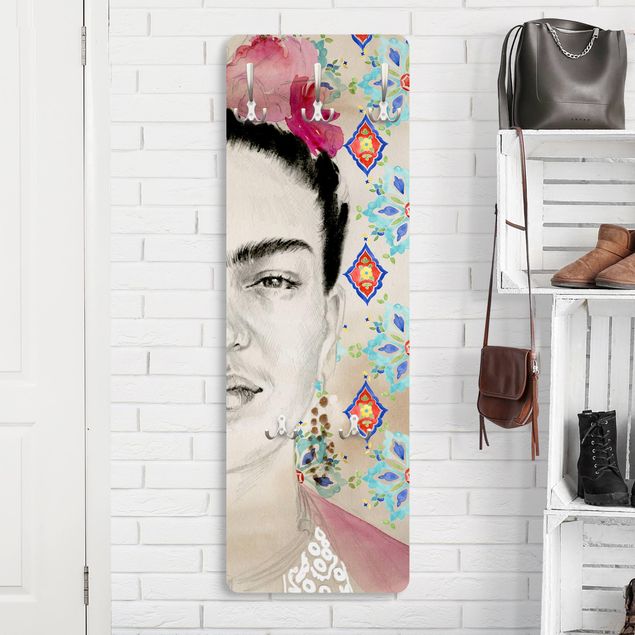 Wanddeko bunt Frida mit rosa Blüten I