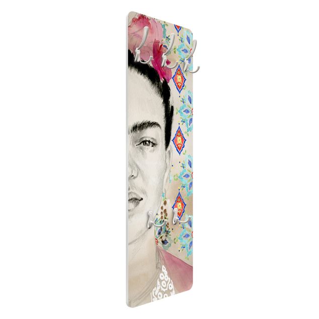Garderobenpaneel bunt Frida mit rosa Blüten I