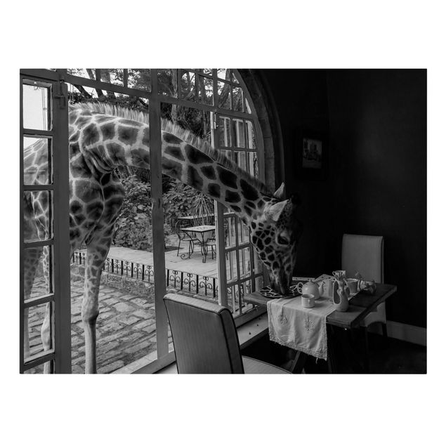 Wanddeko Esszimmer Frühstück mit Giraffe