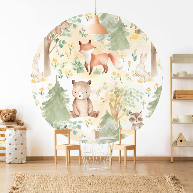 Deko Kinderzimmer Fuchs und Hase mit Bäumen