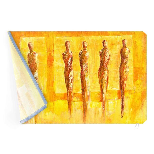 Wanddeko Praxis Fünf Figuren in Gelb