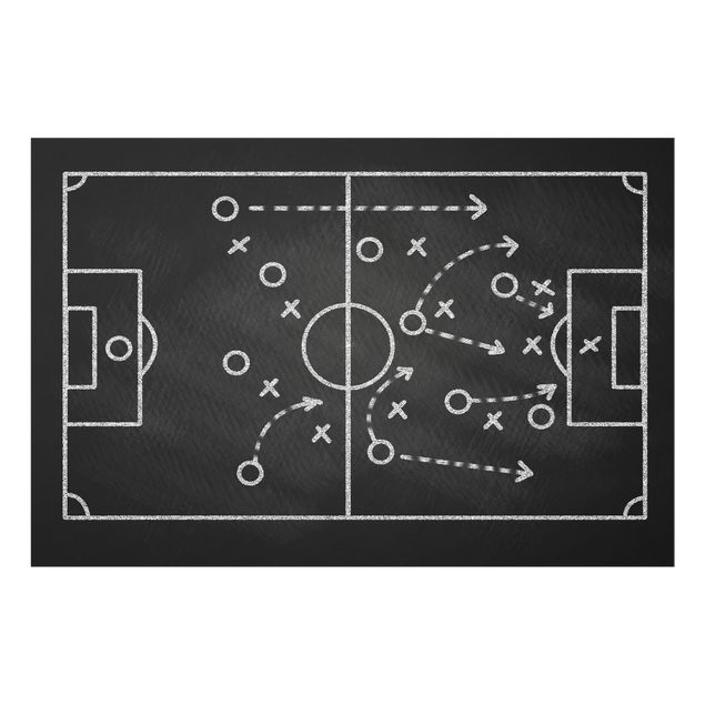 Wanddeko Jugendzimmer Fußballstrategie auf Tafel