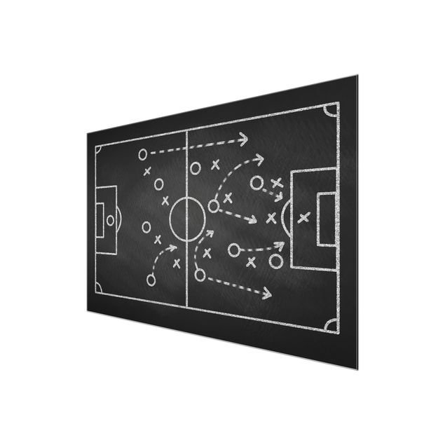 Wanddeko schwarz-weiß Fußballstrategie auf Tafel
