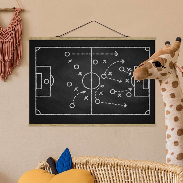 Kinderzimmer Deko Fußballstrategie auf Tafel