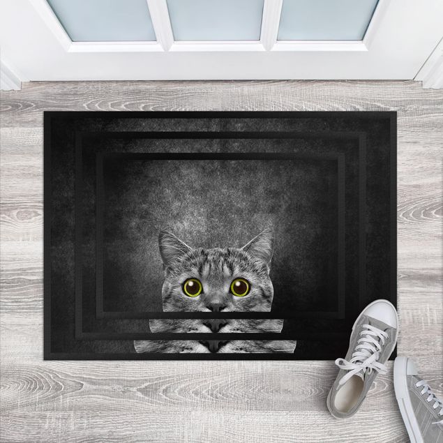Wanddeko Büro Neugierige Katze