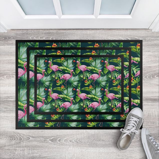 Wanddeko Büro Tropical Flamingo pattern
