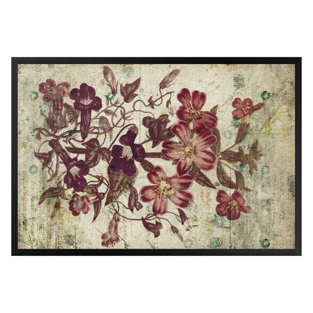 Wohndeko Blume Vintage Pflanzenzeichnung