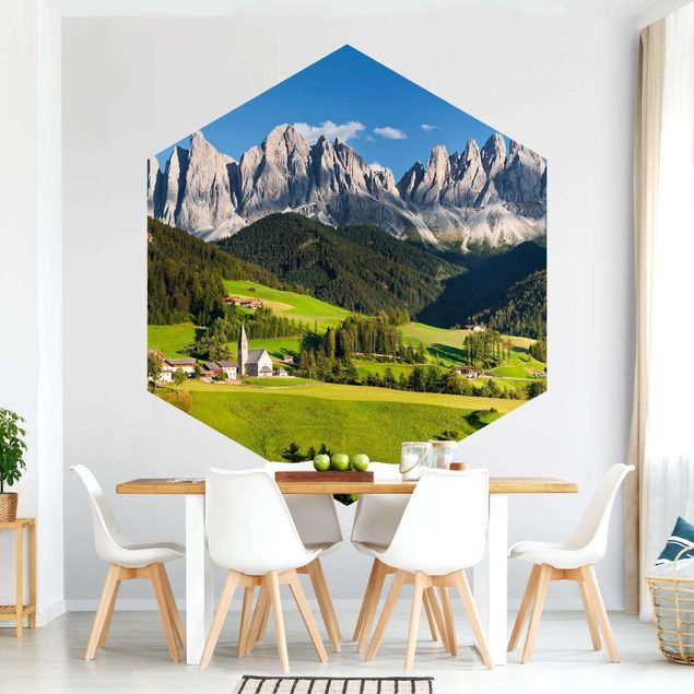 Wanddeko Esszimmer Geislerspitzen in Südtirol