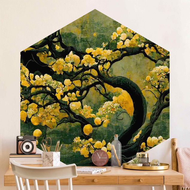 Wanddeko Schlafzimmer Gelber Baum