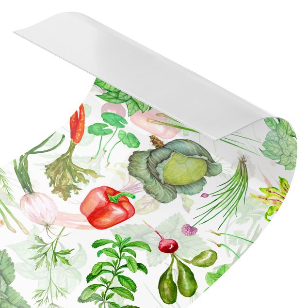 Wanddeko Aquarell Gemüse und Kräuter Illustration