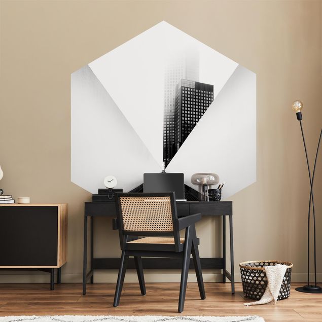 Wanddeko Schlafzimmer Geometrische Architekturstudie Schwarz-Weiß
