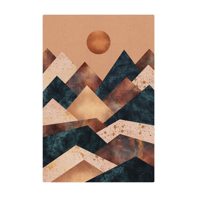 Wanddeko Abstrakt Geometrische Berge Bronze