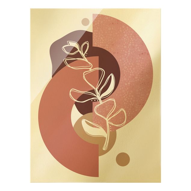 Wanddeko Jugendzimmer Geometrische Formen - Blätter Rosa Gold