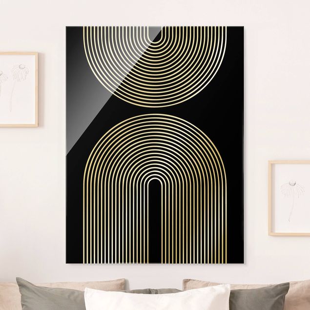 Wanddeko Schlafzimmer Geometrische Formen - Regenbögen Schwarz Weiß
