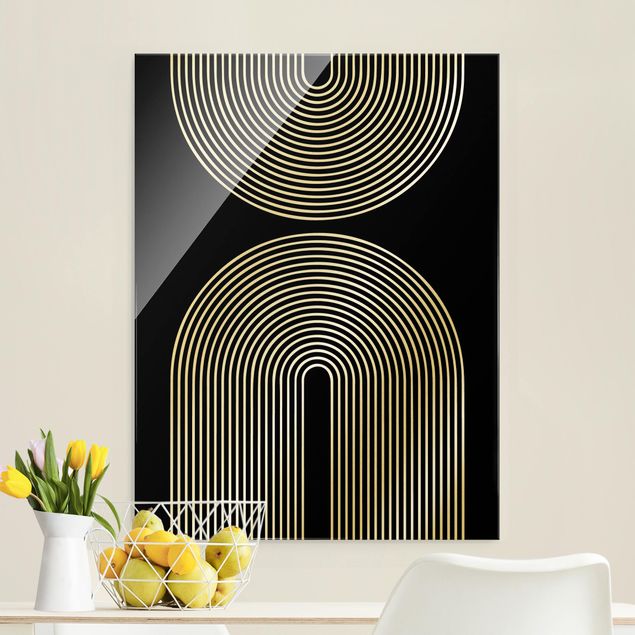 Wanddeko Esszimmer Geometrische Formen - Regenbögen Schwarz Weiß