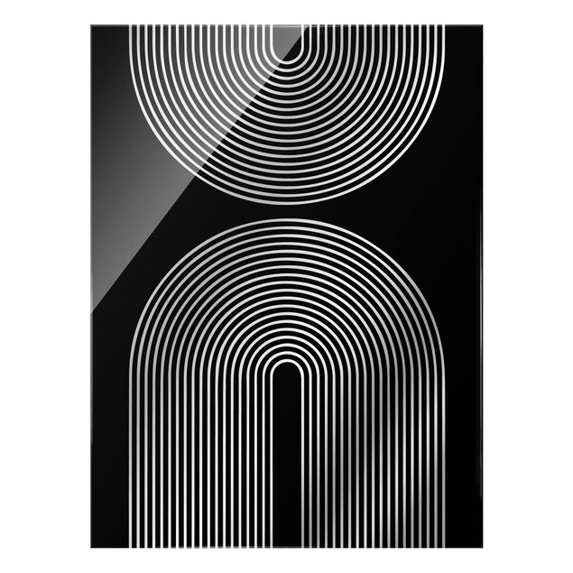 Wanddeko über Sofa Geometrische Formen - Regenbögen Schwarz Weiß