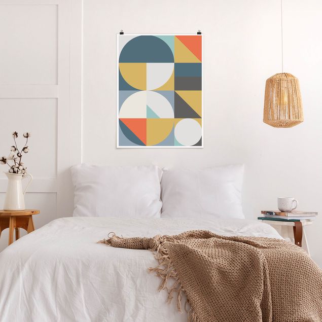 Wanddeko Schlafzimmer Geometrische Formen in Bunt