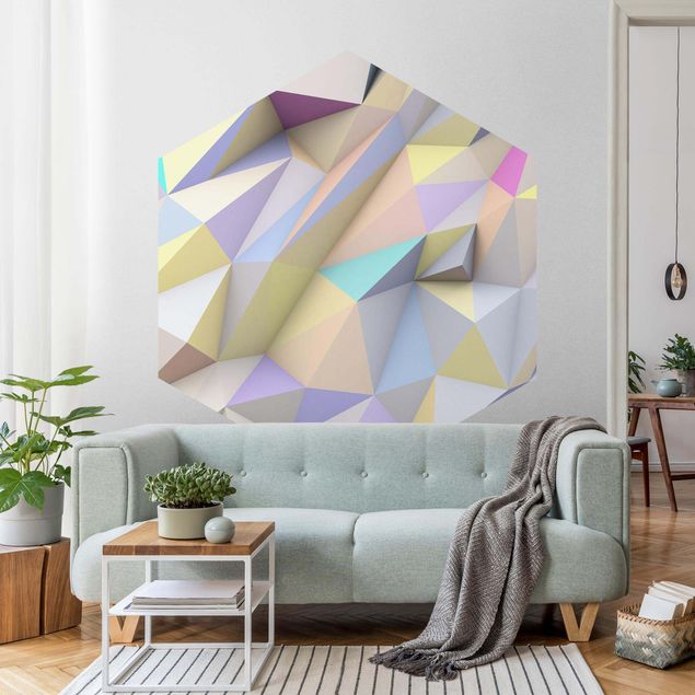 Wanddeko Schlafzimmer Geometrische Pastell Dreiecke in 3D