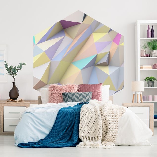 Wanddeko Flur Geometrische Pastell Dreiecke in 3D