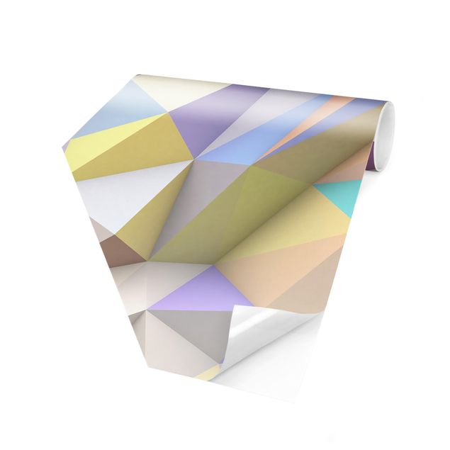 Wanddeko Esszimmer Geometrische Pastell Dreiecke in 3D