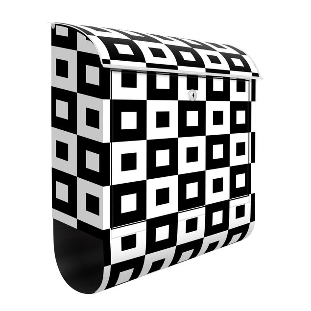 Wanddeko schwarz-weiß Geometrisches Muster aus Schwarz Weißen Quadraten