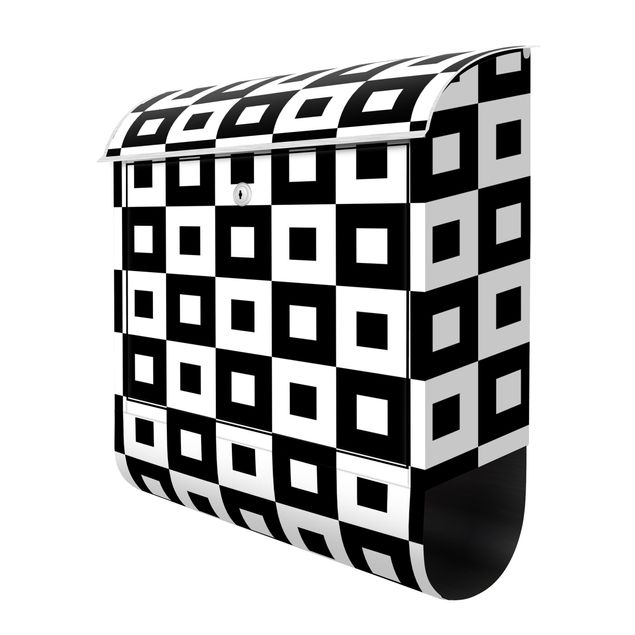 Wohndeko Illustration Geometrisches Muster aus Schwarz Weißen Quadraten