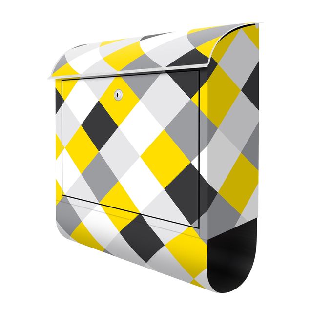Deko Illustration Geometrisches Muster gedrehtes Schachbrett Gelb