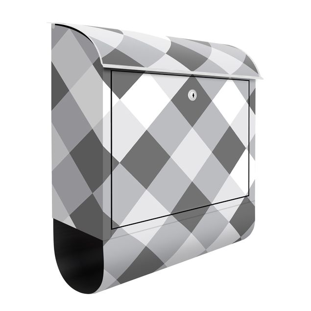Wanddeko grau Geometrisches Muster gedrehtes Schachbrett Grau