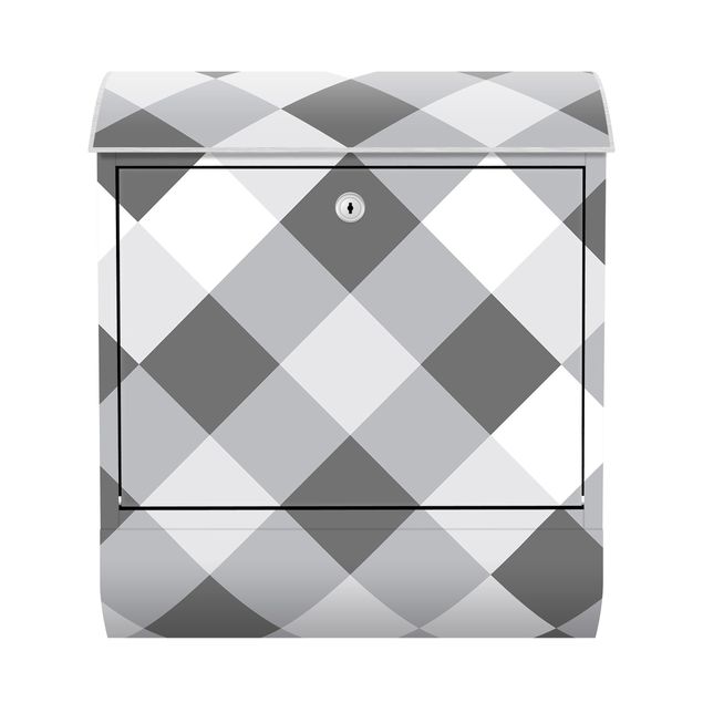 Deko Geometrisch Geometrisches Muster gedrehtes Schachbrett Grau