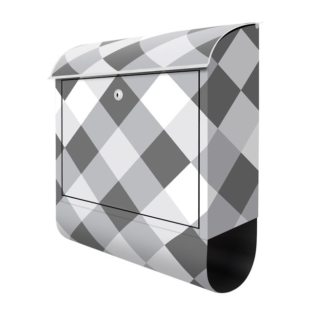 Deko Illustration Geometrisches Muster gedrehtes Schachbrett Grau