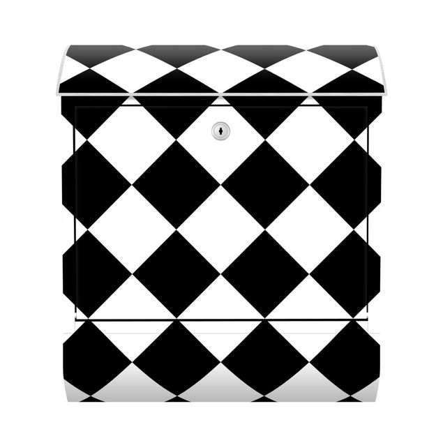 Deko Geometrisch Geometrisches Muster gedrehtes Schachbrett Schwarz Weiß