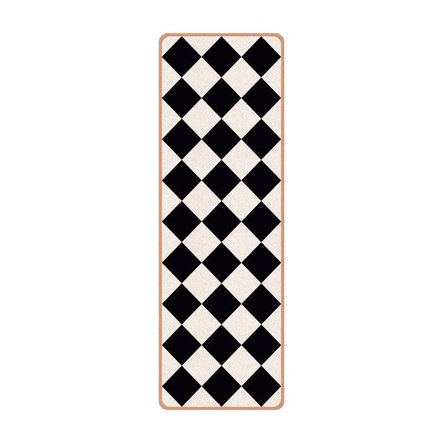 Teppich Schachbrettmuster Geometrisches Muster gedrehtes Schachbrett Schwarz Weiß