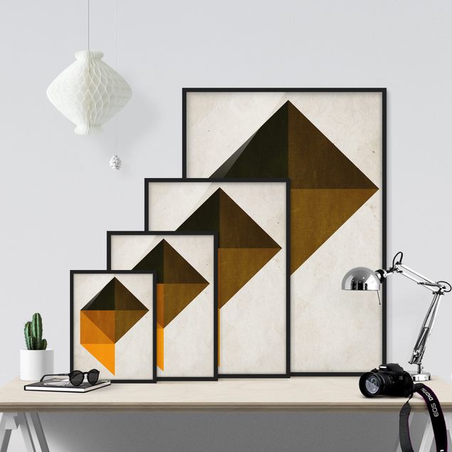Geometrisches Trapez Bild mit Rahmen im Hochformat | Rahmenfarbe wählbar |  WALLART