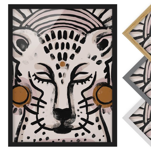 Deko Tiere Gepard mit Perlenohrringen Illustration