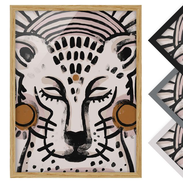 Deko Tiere Gepard mit Perlenohrringen Illustration