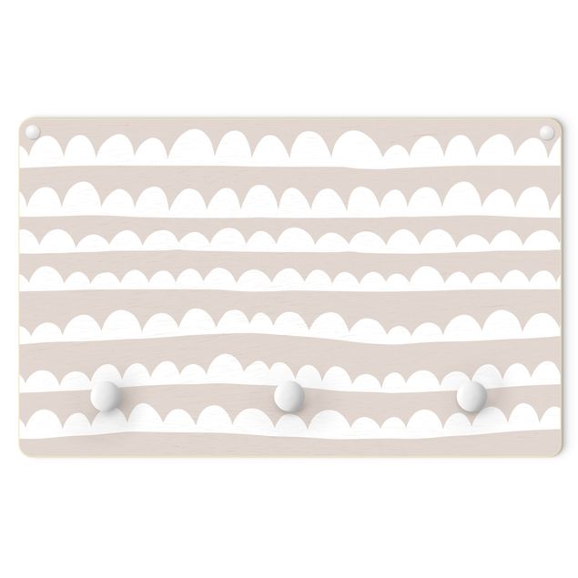 Wanddeko Mädchenzimmer Gezeichnete Weiße Wolkenbänder auf Creme