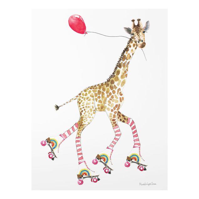 Wanddeko weiß Giraffe auf Freudenfahrt