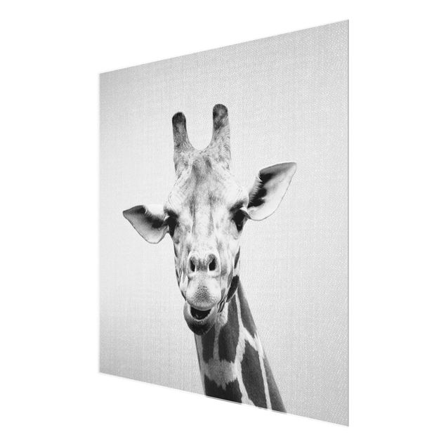 Wanddeko über Bett Giraffe Gundel Schwarz Weiß