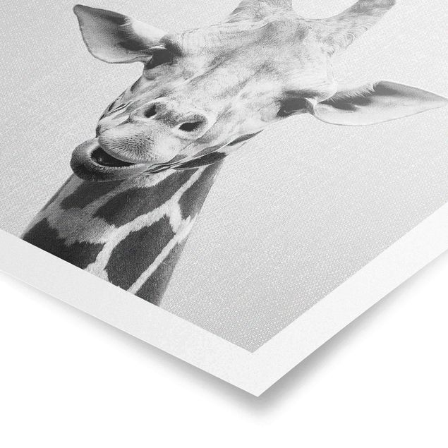 Wanddeko über Sofa Giraffe Gundel Schwarz Weiß