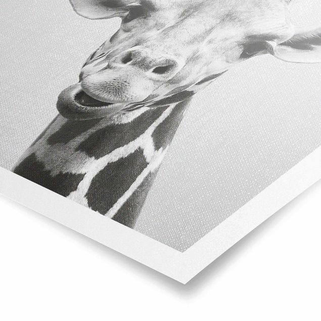 Wanddeko über Sofa Giraffe Gundel Schwarz Weiß