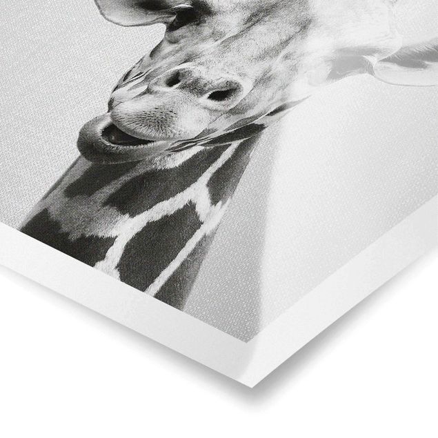Wanddeko über Bett Giraffe Gundel Schwarz Weiß