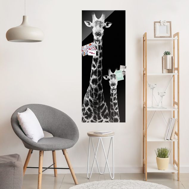 Wanddeko Schlafzimmer Giraffen Duo schwarz-weiss