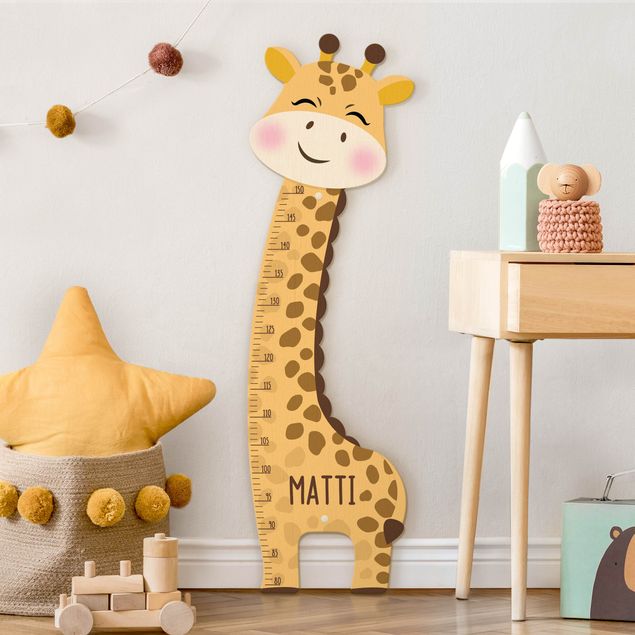 Wanddeko Büro Giraffen Junge mit Wunschname