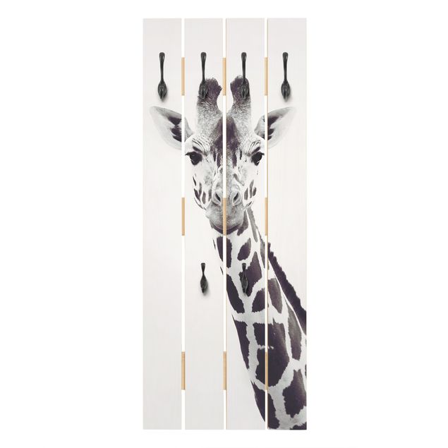 Wohndeko Fotografie Giraffen Portrait in Schwarz-weiß
