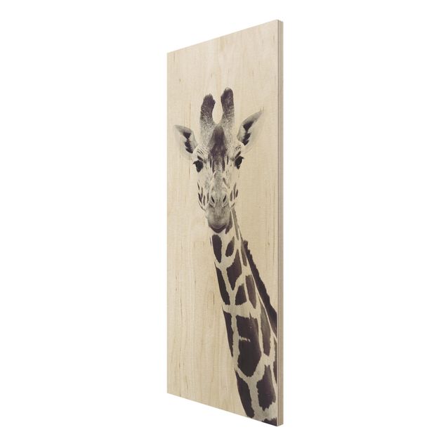 Wanddeko Esszimmer Giraffen Portrait in Schwarz-weiß