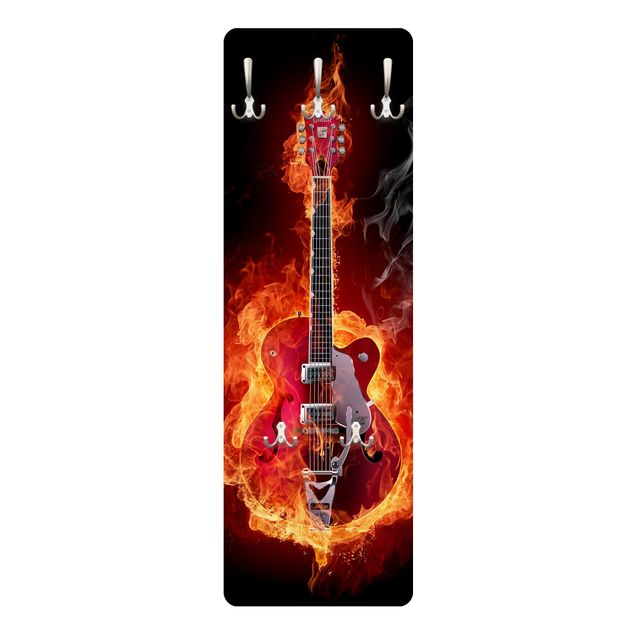 Wanddeko rot Gitarre in Flammen