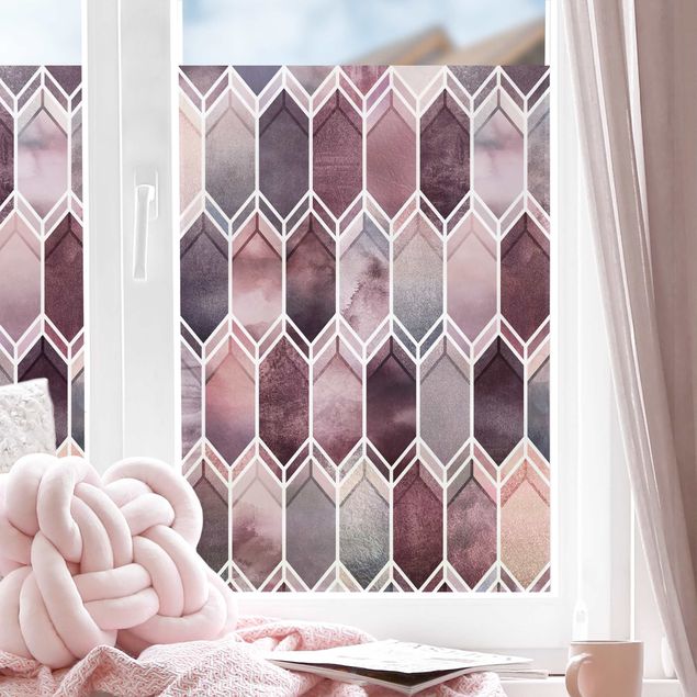 Wanddeko Schlafzimmer Glasmalerei Geometrie Rosé